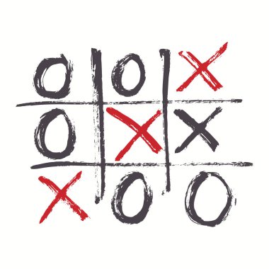 Çizilmiş tic tac toe oyunu. Vektör çizim.