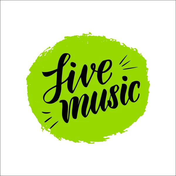 Live Muziek Belettering Handgeschreven Inscriptie Vectorillustratie Eps — Stockvector