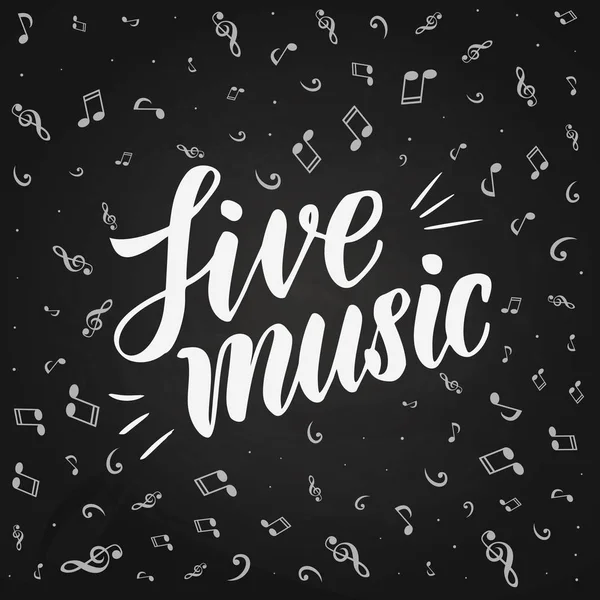 Live Muziek Belettering Handgeschreven Inscriptie Vectorillustratie Eps — Stockvector