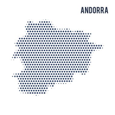Beyaz arka plan üzerinde izole Andorra noktalı haritası. Vektör çizim.