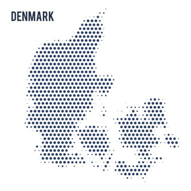 Beyaz arka plan üzerinde izole Danimarka noktalı haritası. Vektör çizim.