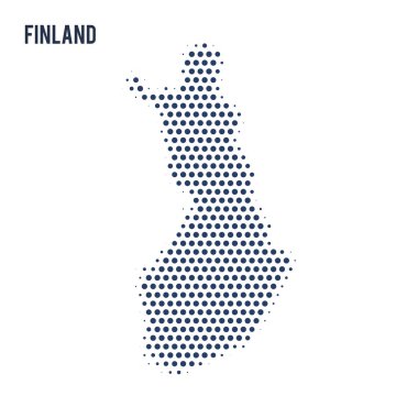 Beyaz arka plan üzerinde izole Finlandiya noktalı haritası. Vektör çizim.
