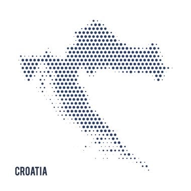 Beyaz arka plan üzerinde izole Hırvatistan noktalı haritası. Vektör çizim.