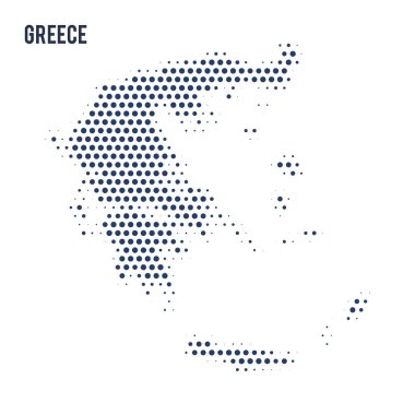 Beyaz arka plan üzerinde izole Yunanistan noktalı haritası. Vektör çizim.
