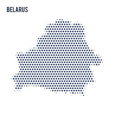 Beyaz arka plan üzerinde izole Beyaz Rusya noktalı haritası. Vektör çizim.