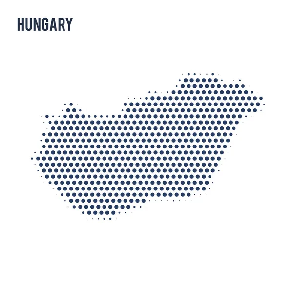 Mapa Punteado Hungría Aislado Sobre Fondo Blanco Ilustración Vectorial — Archivo Imágenes Vectoriales