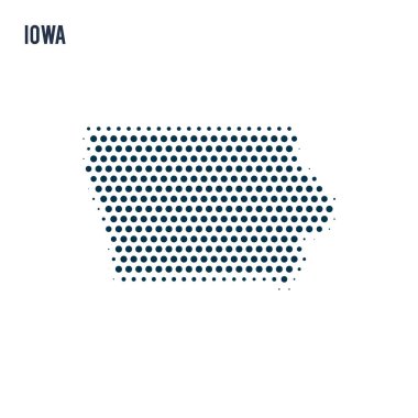 Noktalı Iowa izole üzerinde beyaz arka plan harita. Devlet vektör soyut Haritası.