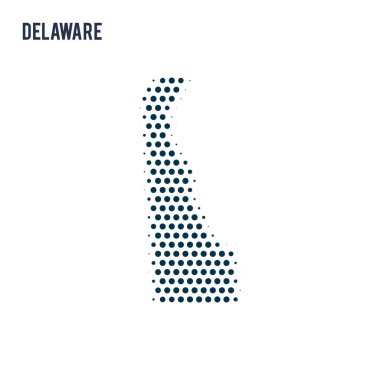 Noktalı Delaware izole üzerinde beyaz arka plan harita. Devlet vektör soyut Haritası.