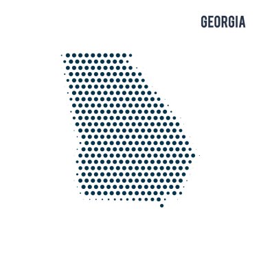 Noktalı Georgia izole üzerinde beyaz arka plan harita. Devlet vektör soyut Haritası.