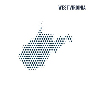 Beyaz arka plan üzerinde izole noktalı Batı Virginia harita. Devlet vektör soyut Haritası.