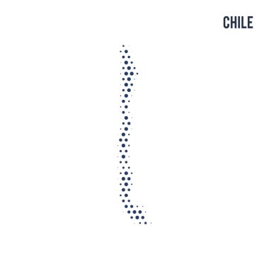 Beyaz arka plan üzerinde izole Şili noktalı haritası. Vektör çizim.