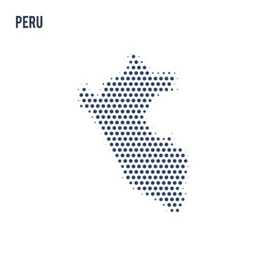 Beyaz arka plan üzerinde izole Peru noktalı haritası. Vektör çizim.