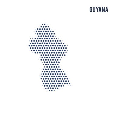 Beyaz arka plan üzerinde izole Guyana noktalı haritası. Vektör çizim.