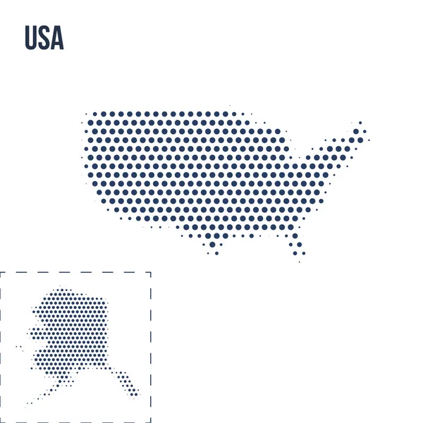Mapa Punteado Los Estados Unidos América Aislado Sobre Fondo Blanco — Vector de stock
