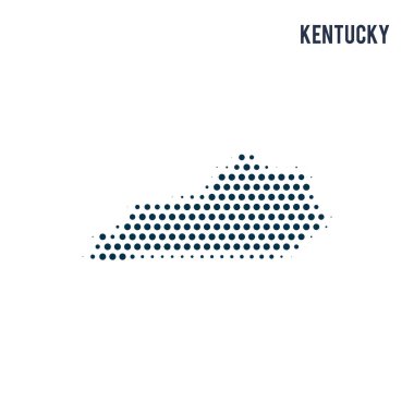 Noktalı Kentucky harita izole üzerinde beyaz arka plan. Devlet vektör soyut Haritası.