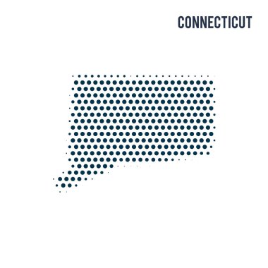 Noktalı Connecticut izole üzerinde beyaz arka plan harita. Devlet vektör soyut Haritası.