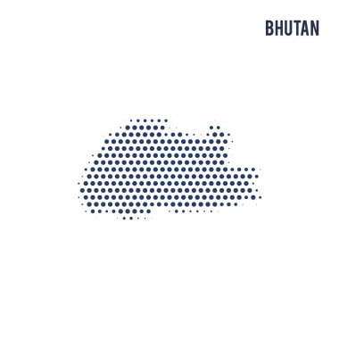 Beyaz arka plan üzerinde izole Bhutan noktalı haritası. Vektör çizim.