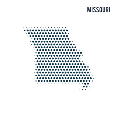 Noktalı Missouri izole üzerinde beyaz arka plan harita. Devlet vektör soyut Haritası.