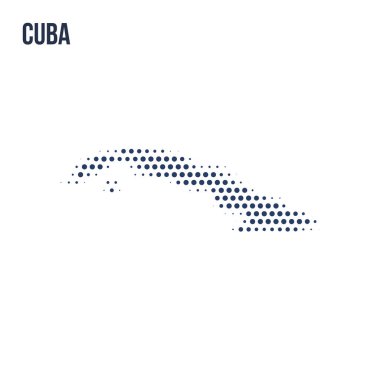 Beyaz arka plan üzerinde izole Küba noktalı haritası. Vektör çizim.