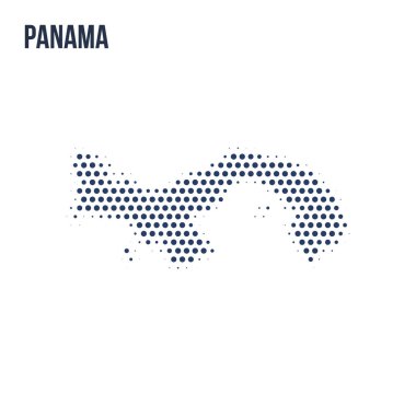 Beyaz arka plan üzerinde izole Panama noktalı haritası. Vektör çizim.