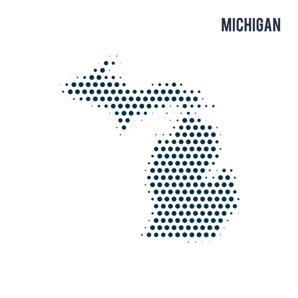 Prickade Michigan Karta Isolerade Vit Bakgrund Vector Abstrakt Karta Över — Stock vektor