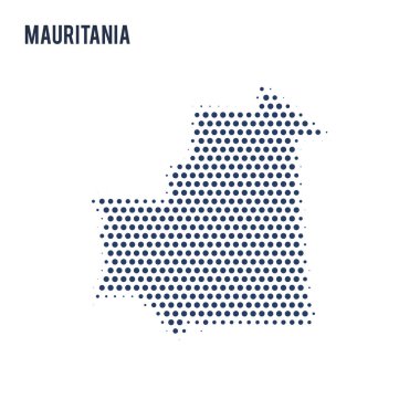 Beyaz arka plan üzerinde izole Moritanya noktalı haritası. Vektör çizim.