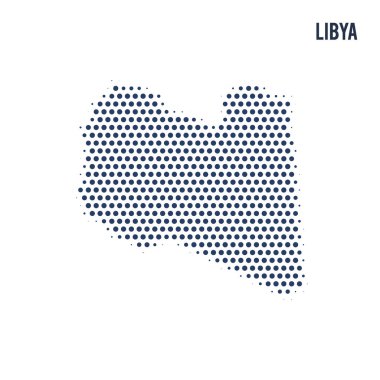 Beyaz arka plan üzerinde izole Libya noktalı haritası. Vektör çizim.