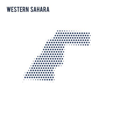 Batı Sahra beyaz arka plan üzerinde izole noktalı haritası. Vektör çizim.