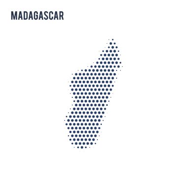 Beyaz arka plan üzerinde izole Madagaskar noktalı haritası. Vektör çizim.