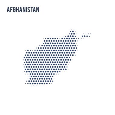 Beyaz arka plan üzerinde izole Afganistan noktalı haritası. Vektör çizim.