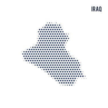 Beyaz arka plan üzerinde izole Irak noktalı haritası. Vektör çizim.