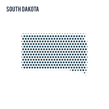 Noktalı Güney Dakota izole üzerinde beyaz arka plan harita. Devlet vektör soyut Haritası.