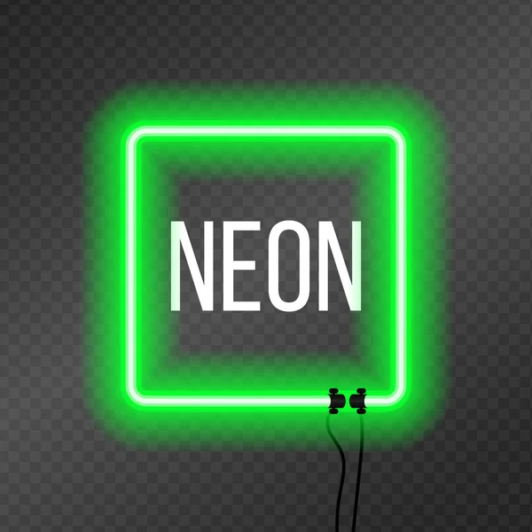 Vierkante Neon Frame Transparantie Achtergrond Goed Voor Plaatsing Van Tekst — Stockvector