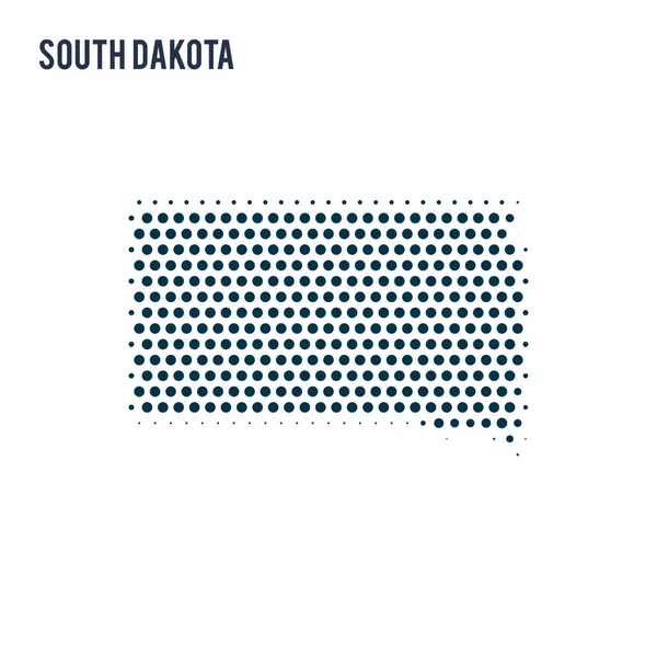 Noktalı Güney Dakota izole üzerinde beyaz arka plan harita. Devlet vektör soyut Haritası.