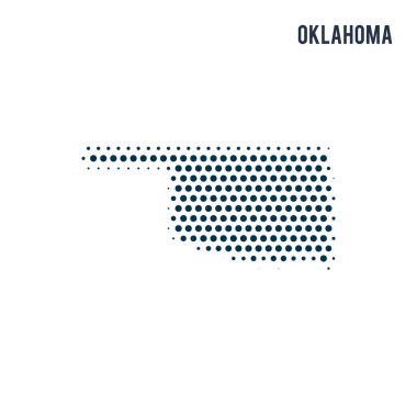 Noktalı Oklahoma izole üzerinde beyaz arka plan harita. Devlet vektör soyut Haritası.