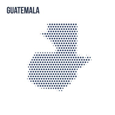 Beyaz arka plan üzerinde izole Guatemala noktalı haritası. Vektör çizim.