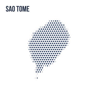 Sao Tome beyaz arka plan üzerinde izole noktalı haritası. Vektör çizim.