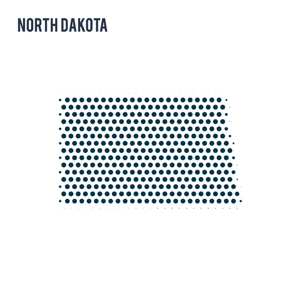 Dotted North Dakota Map Isolated White Background Vector Abstract Map — Stock Vector