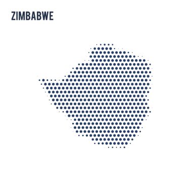 Beyaz arka plan üzerinde izole Zimbabve noktalı haritası. Vektör çizim.