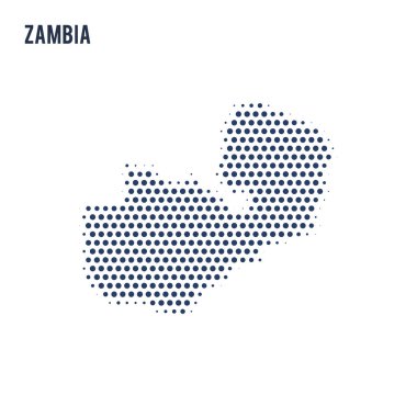 Beyaz arka plan üzerinde izole Zambiya noktalı haritası. Vektör çizim.