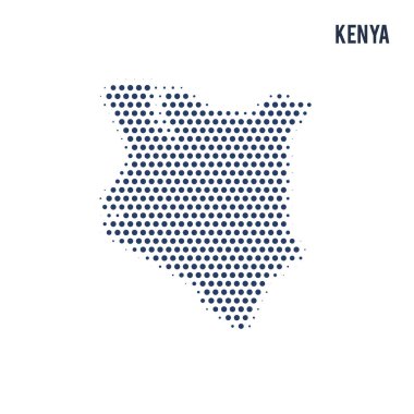 Beyaz arka plan üzerinde izole Kenya noktalı haritası. Vektör çizim.