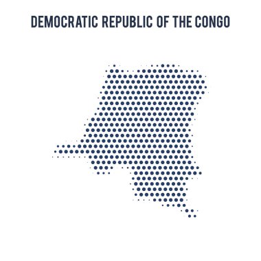 Beyaz arka plan üzerinde izole Kongo Demokratik Cumhuriyeti noktalı haritası. Vektör çizim.