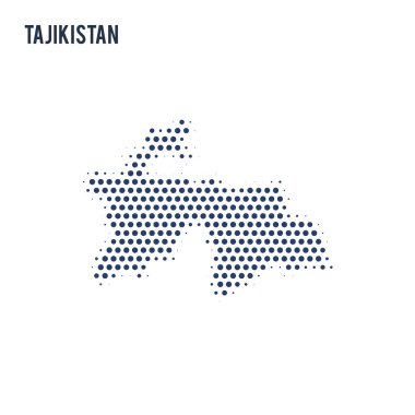 Noktalı beyaz arka plan üzerinde izole Tacikistan Haritası.