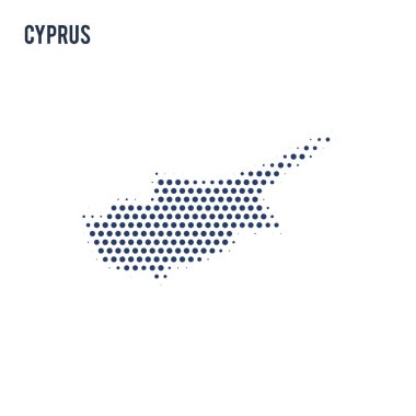 Noktalı beyaz arka plan üzerinde izole Kıbrıs haritası.