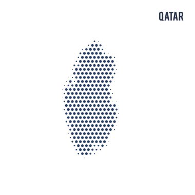 Noktalı beyaz arka plan üzerinde izole Katar Haritası.