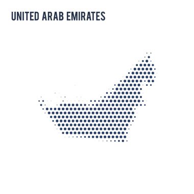 Birleşik Arap Emirlikleri beyaz arka plan üzerinde izole noktalı Haritası.