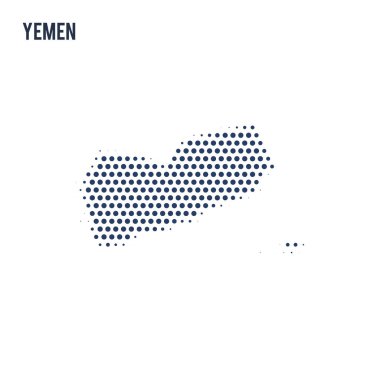 Beyaz arka plan üzerinde izole Yemen noktalı Haritası.