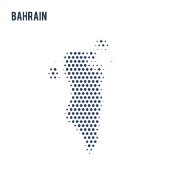 Noktalı beyaz arka plan üzerinde izole Bahreyn Haritası.