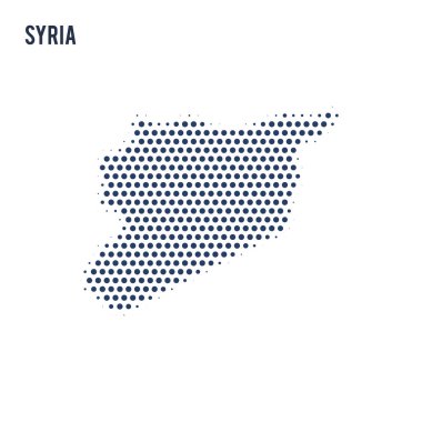 Noktalı beyaz arka plan üzerinde izole Suriye Haritası.