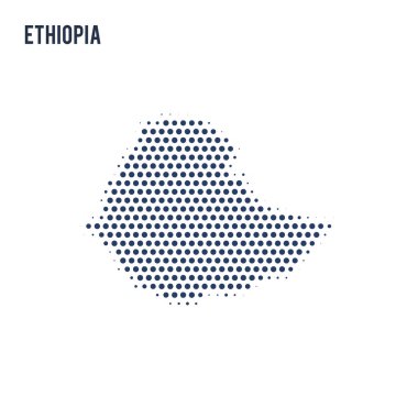 Noktalı beyaz arka plan üzerinde izole Etiyopya Haritası.